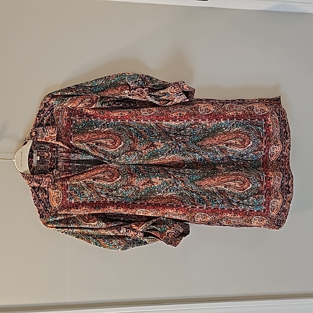 Joan Vass Paisley Pullover Tunic Dress with Side Pockets